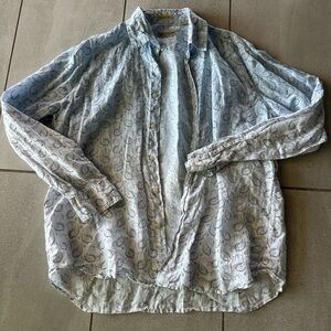 Natural Blue Ombré washable linen button down